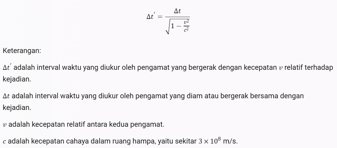 Persamaan Dilatasi Waktu